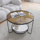 Round Cocktail Table Glass Top Single Coffee Table with Shelf Clearhalo 'Coffee & Accent Tables' 'Coffee Tables' 'coffee_tables' 'furn' 'furn_coffee_tables' 'Furniture' 'Living Room Furniture' 6705540