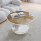 Round Cocktail Table Glass Top Single Coffee Table with Shelf Clearhalo 'Coffee & Accent Tables' 'Coffee Tables' 'coffee_tables' 'furn' 'furn_coffee_tables' 'Furniture' 'Living Room Furniture' 6705541