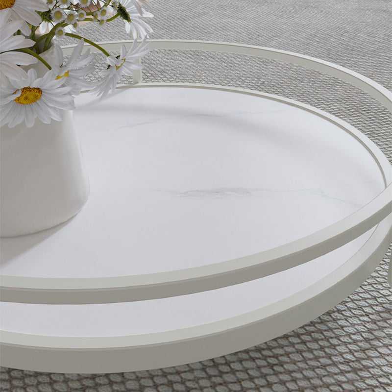 Round Cocktail Table Glass Top Single Coffee Table with Shelf Clearhalo 'Coffee & Accent Tables' 'Coffee Tables' 'coffee_tables' 'furn' 'furn_coffee_tables' 'Furniture' 'Living Room Furniture' 6705543