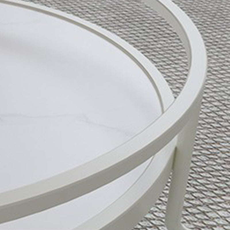 Round Cocktail Table Glass Top Single Coffee Table with Shelf Clearhalo 'Coffee & Accent Tables' 'Coffee Tables' 'coffee_tables' 'furn' 'furn_coffee_tables' 'Furniture' 'Living Room Furniture' 6705544