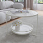 Round Cocktail Table Glass Top Single Coffee Table with Shelf White White Clearhalo 'Coffee & Accent Tables' 'Coffee Tables' 'coffee_tables' 'furn' 'furn_coffee_tables' 'Furniture' 'Living Room Furniture' 6705549