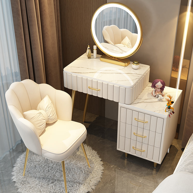 Set di sgabelli da toeletta lussuoso per trucco a specchio illuminato