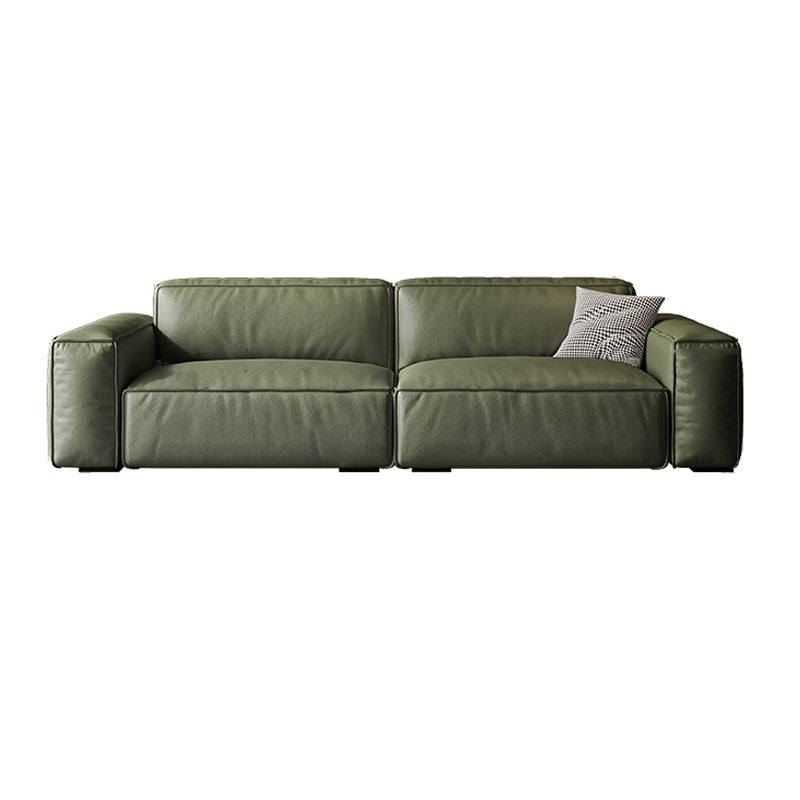 Contemporary Forest Green Cushions Square Arm Living Room Settee