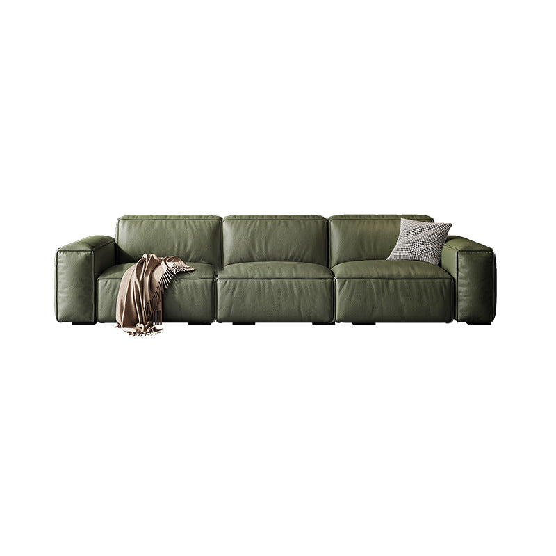 Contemporary Forest Green Cushions Square Arm Living Room Settee