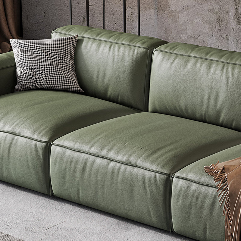 Contemporary Forest Green Cushions Square Arm Living Room Settee