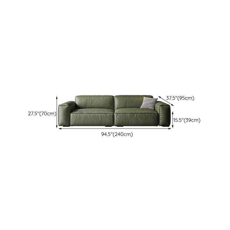 Contemporary Forest Green Cushions Square Arm Living Room Settee