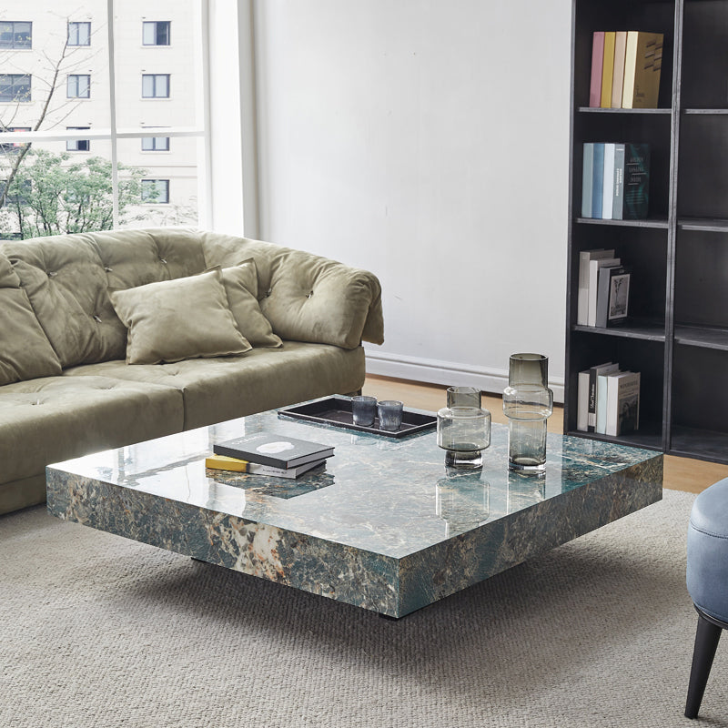 No Distressing Coffee Table Pedestal Marble Square Cocktail Table Green Clearhalo 'Coffee & Accent Tables' 'Coffee Tables' 'coffee_tables' 'furn' 'furn_coffee_tables' 'Furniture' 'Living Room Furniture' 6705635