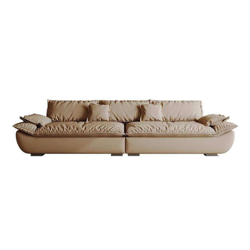 Contemporary Faux Leather Pillow Top Arm Pillows Living Room Seating 126"L x 46"W x 28"H Clearhalo 'furn' 'furn_sofas' 'Furniture' 'Living Room Furniture' 'Sofa' 'sofas' 6705670