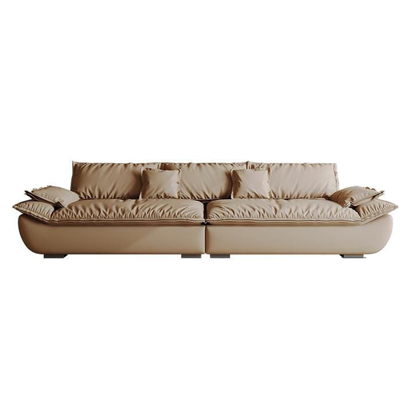 Contemporary Faux Leather Pillow Top Arm Pillows Living Room Seating 142"L x 46"W x 28"H Clearhalo 'furn' 'furn_sofas' 'Furniture' 'Living Room Furniture' 'Sofa' 'sofas' 6705672
