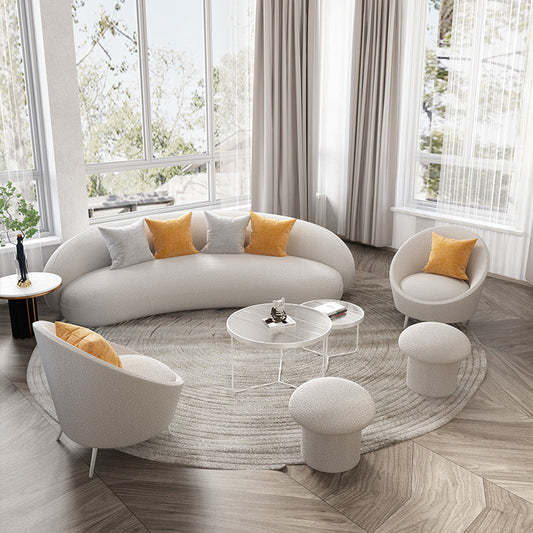 Contemporary Living Room Fabric Tuxedo Arm Cushions White Seating