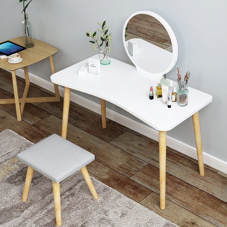 Set di sgabelli da toeletta da toeletta per trucco in legno moderno a specchio in legno
