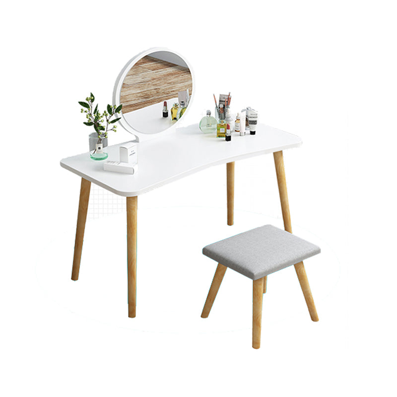 Modern Wood Make-up Vanity Mirrored Dressing Table Stool Set