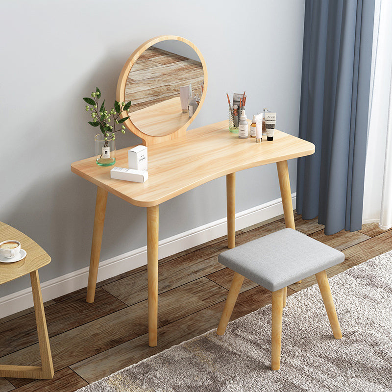 Modern Wood Make-up Vanity Mirrored Dressing Table Stool Set