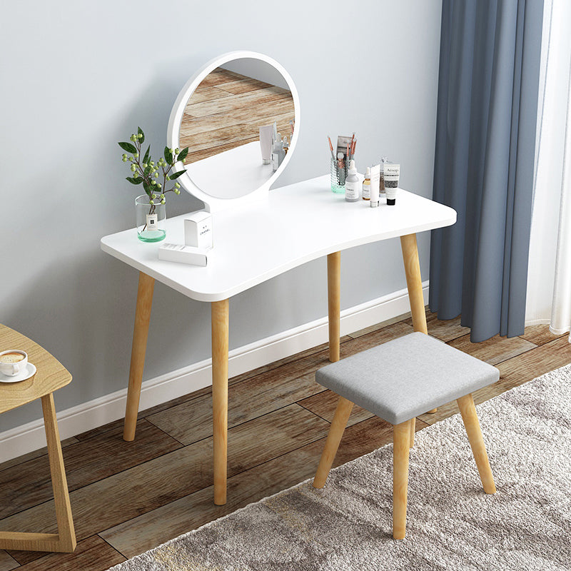 Set di sgabelli da toeletta da toeletta per trucco in legno moderno a specchio in legno