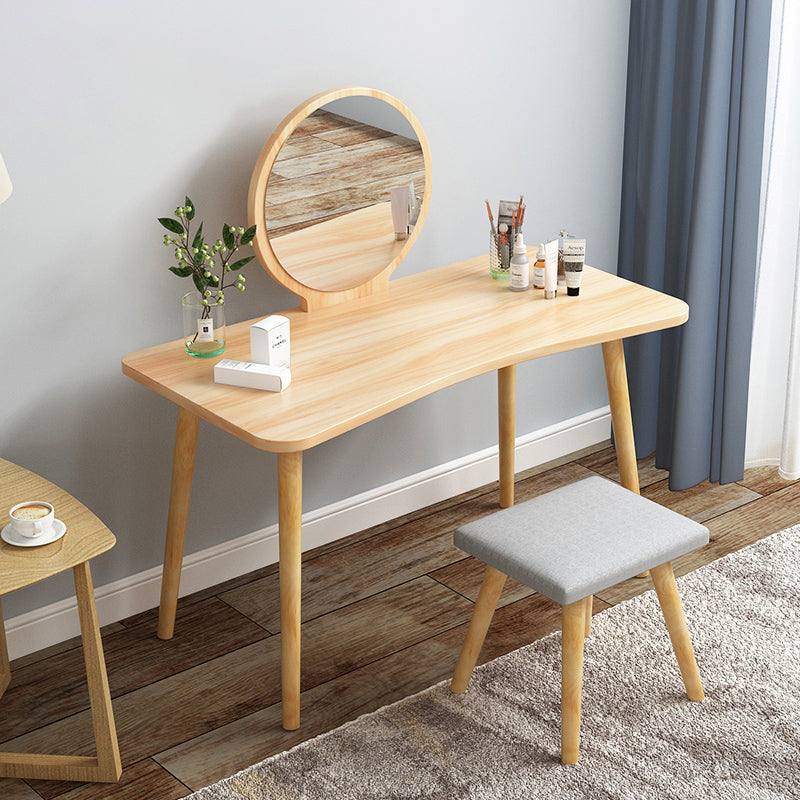 Modern Wood Make-up Vanity Mirrored Dressing Table Stool Set
