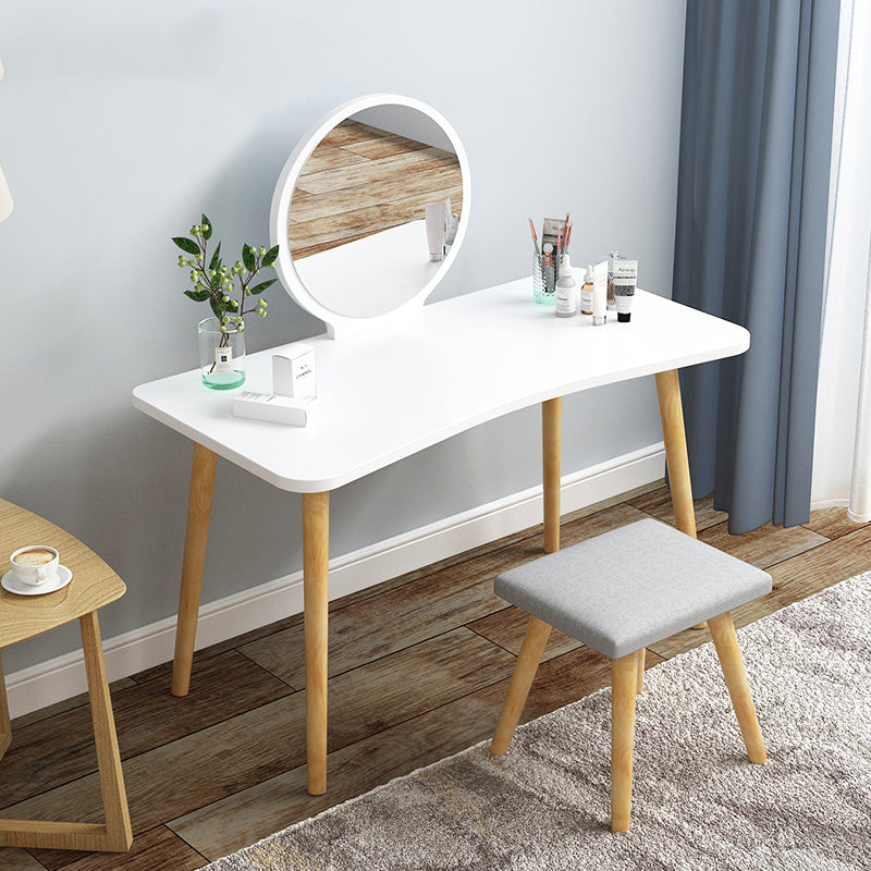 Modern Wood Make-up Vanity Mirrored Dressing Table Stool Set
