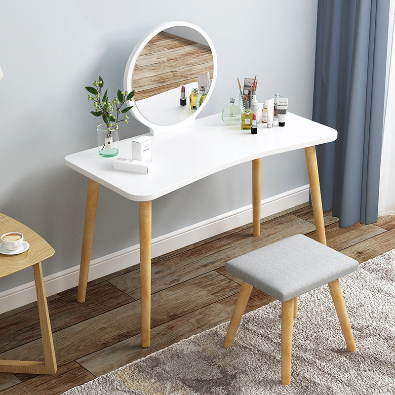 Modern Wood Make-up Vanity Mirrored Dressing Table Stool Set