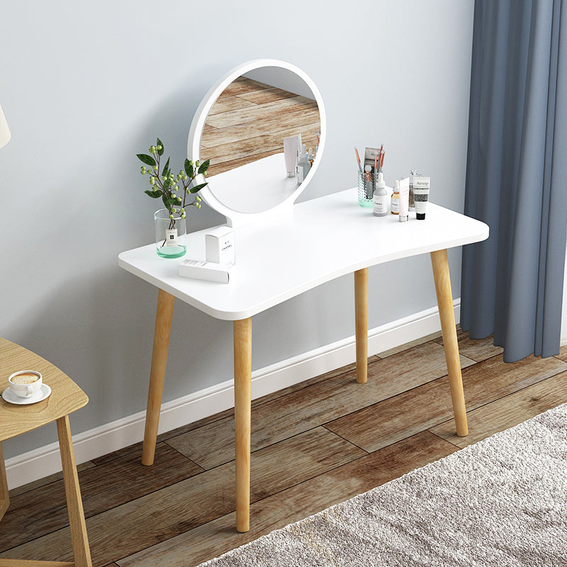 Modern Wood Make-up Vanity Mirrored Dressing Table Stool Set
