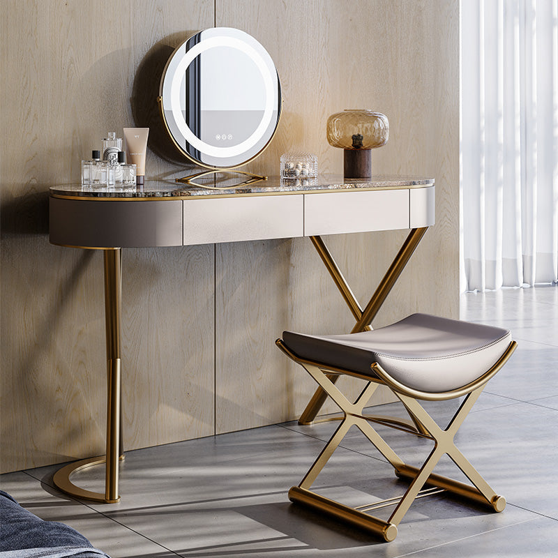 Tavolo da vanità a specchio illuminato set lussuoso tavolo da toeletta da top in pietra