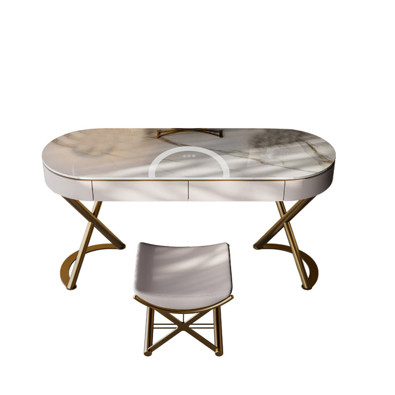 Tavolo da vanità a specchio illuminato set lussuoso tavolo da toeletta da top in pietra