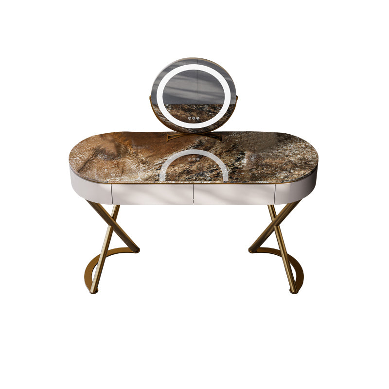Tavolo da vanità a specchio illuminato set lussuoso tavolo da toeletta da top in pietra