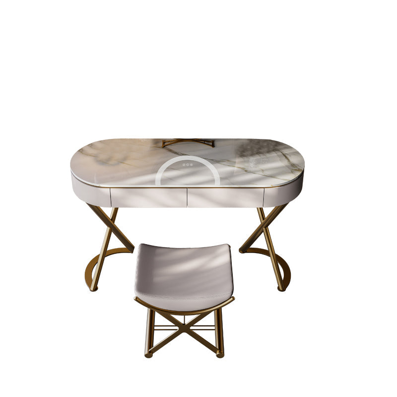 Tavolo da vanità a specchio illuminato set lussuoso tavolo da toeletta da top in pietra