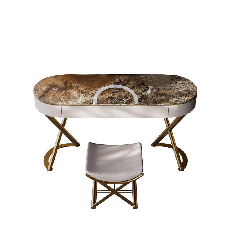 Tavolo da vanità a specchio illuminato set lussuoso tavolo da toeletta da top in pietra