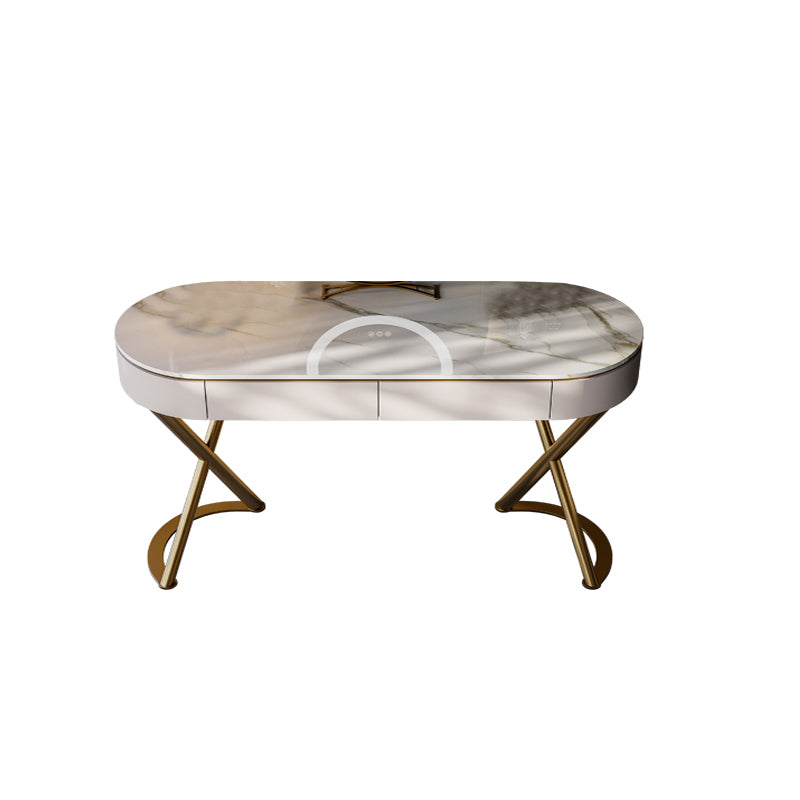 Tavolo da vanità a specchio illuminato set lussuoso tavolo da toeletta da top in pietra