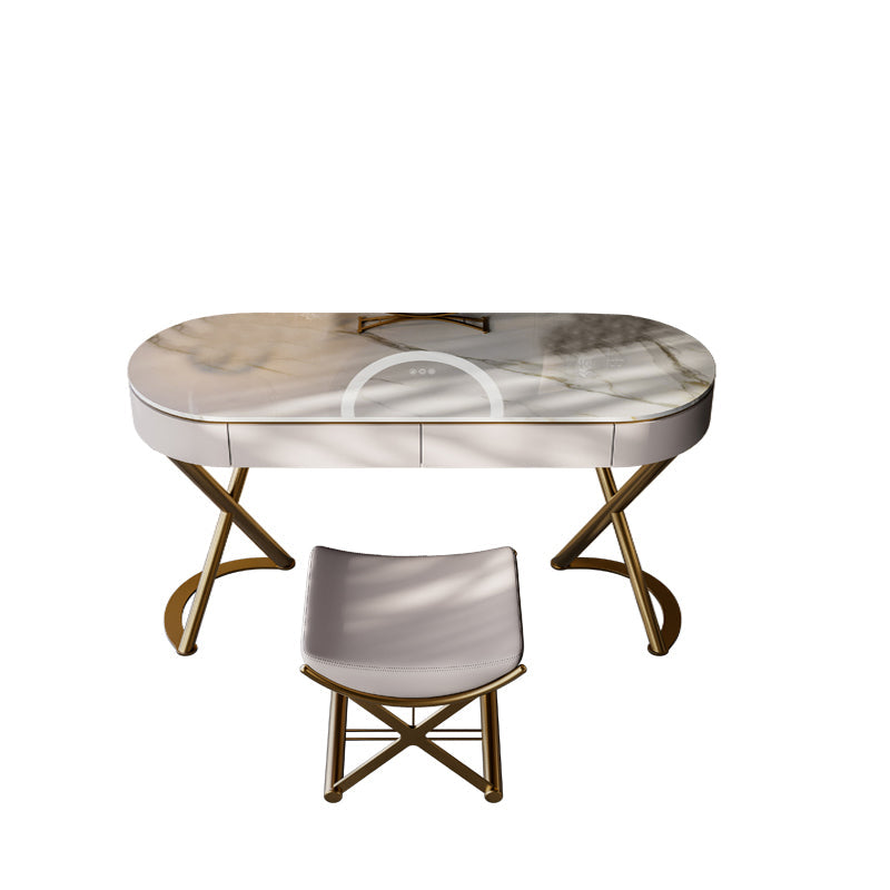 Tavolo da vanità a specchio illuminato set lussuoso tavolo da toeletta da top in pietra