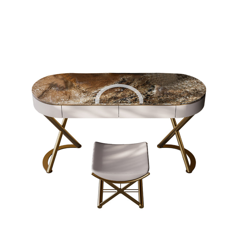 Tavolo da vanità a specchio illuminato set lussuoso tavolo da toeletta da top in pietra