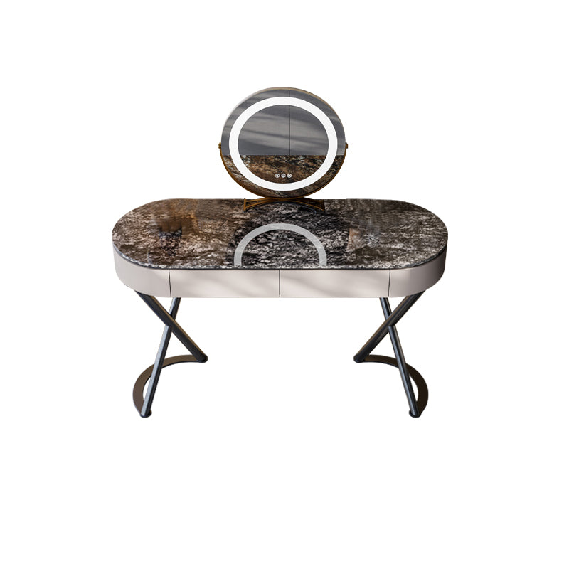 Tavolo da vanità a specchio illuminato set lussuoso tavolo da toeletta da top in pietra