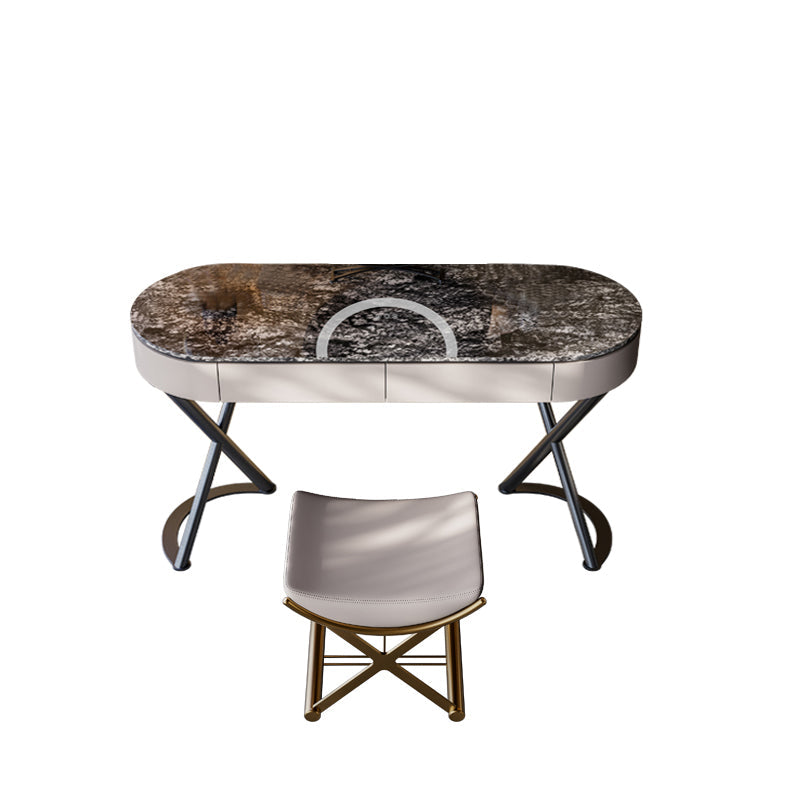 Tavolo da vanità a specchio illuminato set lussuoso tavolo da toeletta da top in pietra