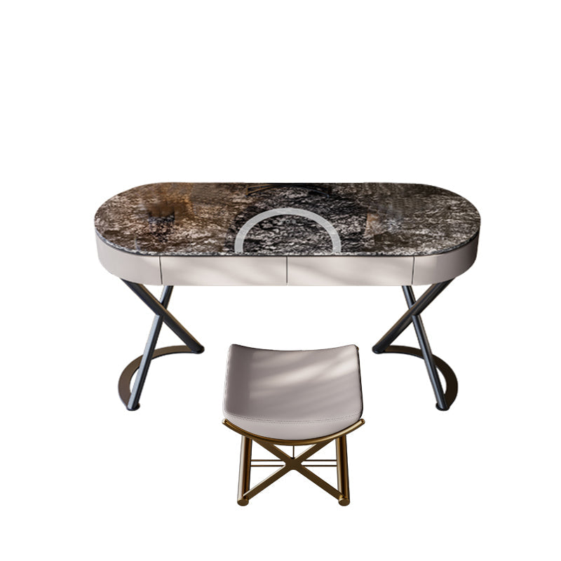 Tavolo da vanità a specchio illuminato set lussuoso tavolo da toeletta da top in pietra