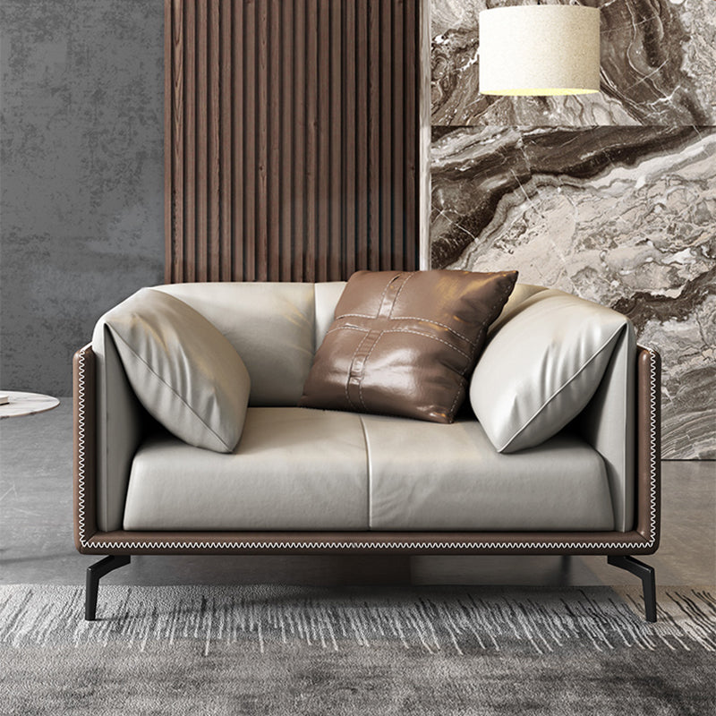 Canapé de bras top top canapé en cuir moderne avec oreillers en gris et brun