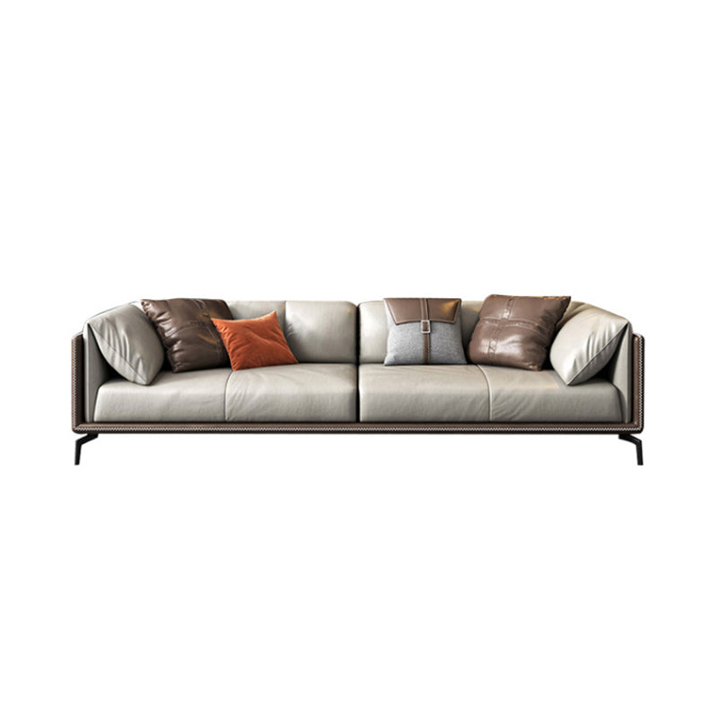 Canapé de bras top top canapé en cuir moderne avec oreillers en gris et brun