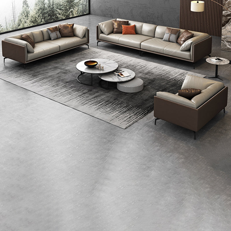 Canapé de bras top top canapé en cuir moderne avec oreillers en gris et brun