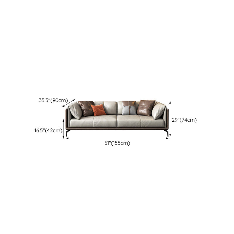 Canapé de bras top top canapé en cuir moderne avec oreillers en gris et brun