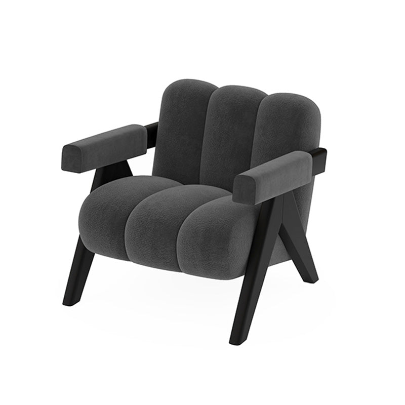 Wood Frame Accent ArmChair Sewn Pillow Back Sled Chair in Gray 1 Piece Clearhalo 'Accent Chairs' 'accent_chairs' 'Chairs & Seating' 'furn' 'furn_accent_chairs' 'Furniture' 'Living Room Furniture' 6706019