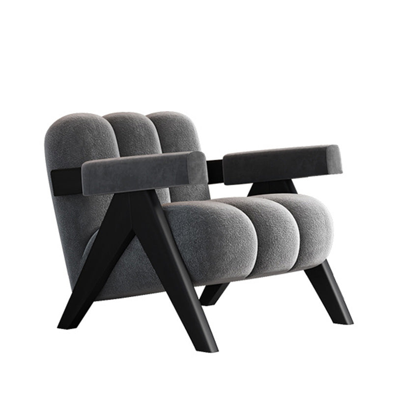 Wood Frame Accent ArmChair Sewn Pillow Back Sled Chair in Gray Clearhalo 'Accent Chairs' 'accent_chairs' 'Chairs & Seating' 'furn' 'furn_accent_chairs' 'Furniture' 'Living Room Furniture' 6706024