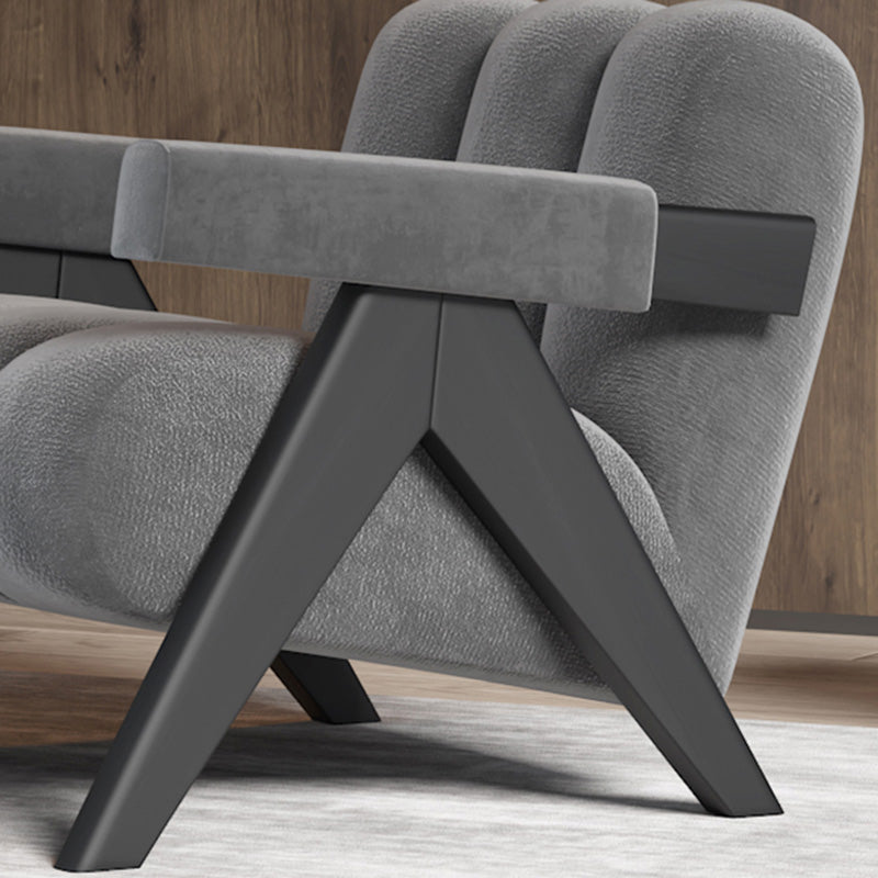 Wood Frame Accent ArmChair Sewn Pillow Back Sled Chair in Gray Clearhalo 'Accent Chairs' 'accent_chairs' 'Chairs & Seating' 'furn' 'furn_accent_chairs' 'Furniture' 'Living Room Furniture' 6706027