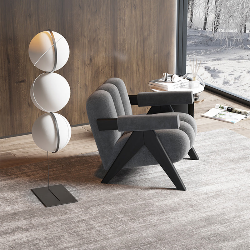 Wood Frame Accent ArmChair Sewn Pillow Back Sled Chair in Gray Clearhalo 'Accent Chairs' 'accent_chairs' 'Chairs & Seating' 'furn' 'furn_accent_chairs' 'Furniture' 'Living Room Furniture' 6706032