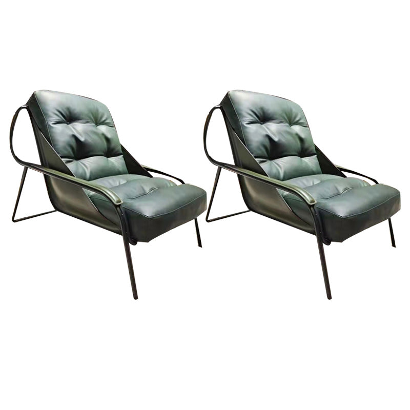 Industrial Genuine Leather Lounge Chair Solid Color Tufted Back Chair Green 2 Piece Set Without Ottoman Clearhalo 'Accent Chairs' 'accent_chairs' 'Chairs & Seating' 'furn' 'furn_accent_chairs' 'Furniture' 'Living Room Furniture' 6706039