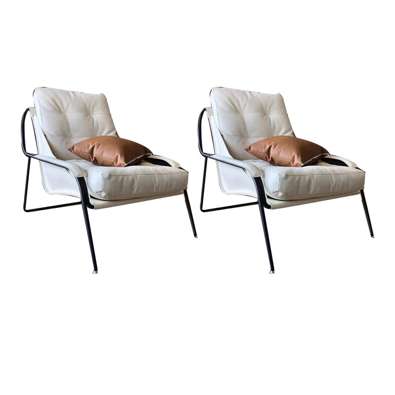 Industrial Genuine Leather Lounge Chair Solid Color Tufted Back Chair Off-White 2 Piece Set Without Ottoman Clearhalo 'Accent Chairs' 'accent_chairs' 'Chairs & Seating' 'furn' 'furn_accent_chairs' 'Furniture' 'Living Room Furniture' 6706040
