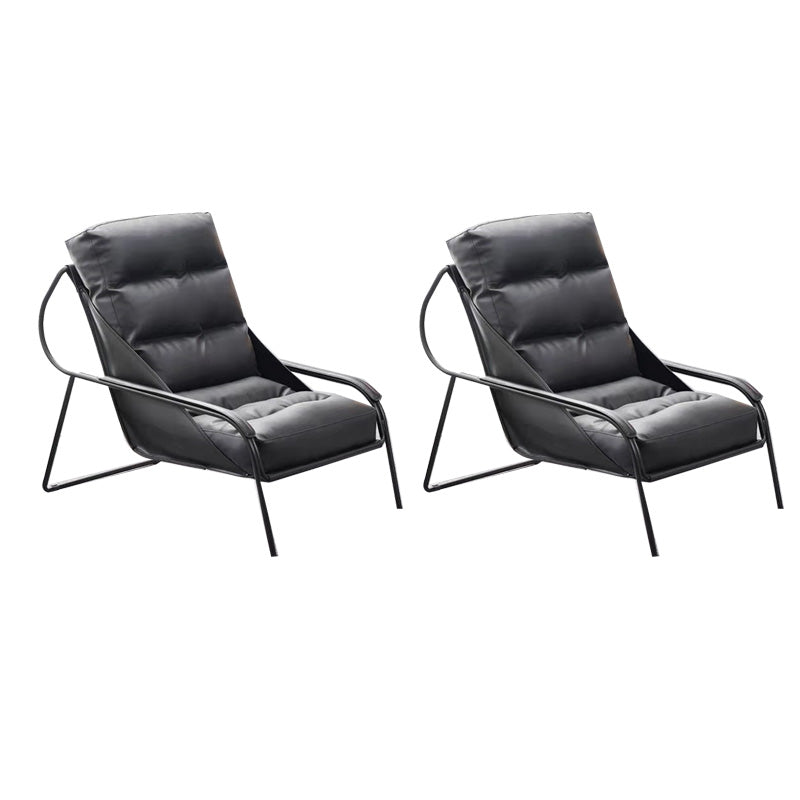 Industrial Genuine Leather Lounge Chair Solid Color Tufted Back Chair Grey 2 Piece Set Without Ottoman Clearhalo 'Accent Chairs' 'accent_chairs' 'Chairs & Seating' 'furn' 'furn_accent_chairs' 'Furniture' 'Living Room Furniture' 6706042