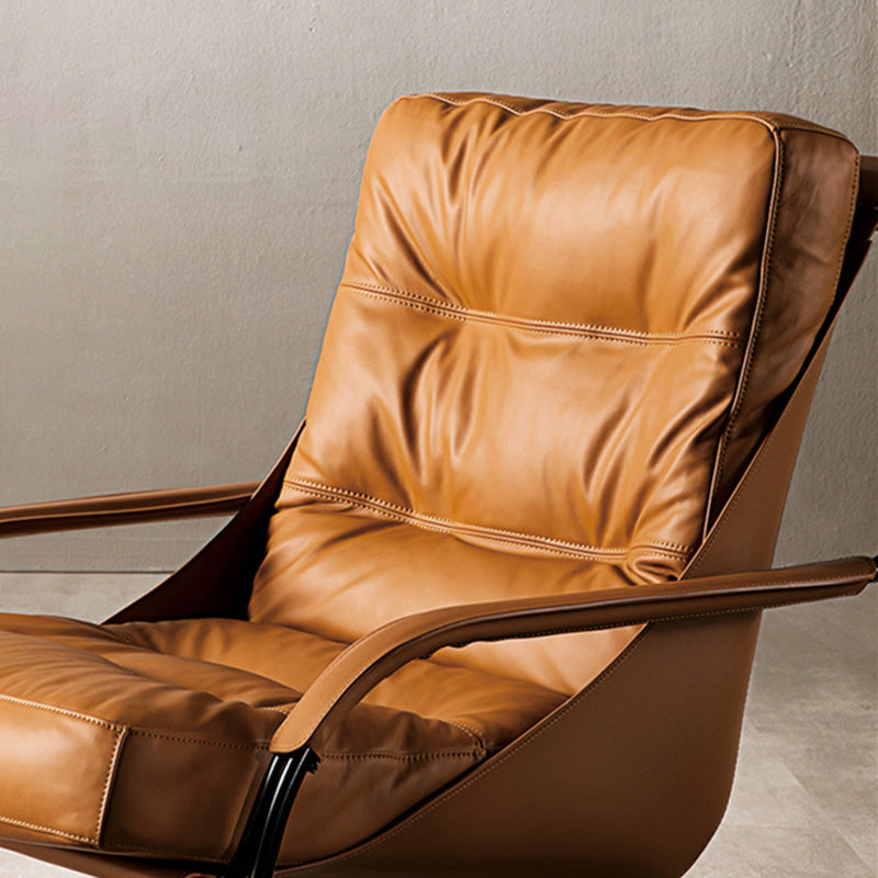 Industrial Genuine Leather Lounge Chair Solid Color Tufted Back Chair Clearhalo 'Accent Chairs' 'accent_chairs' 'Chairs & Seating' 'furn' 'furn_accent_chairs' 'Furniture' 'Living Room Furniture' 6706047