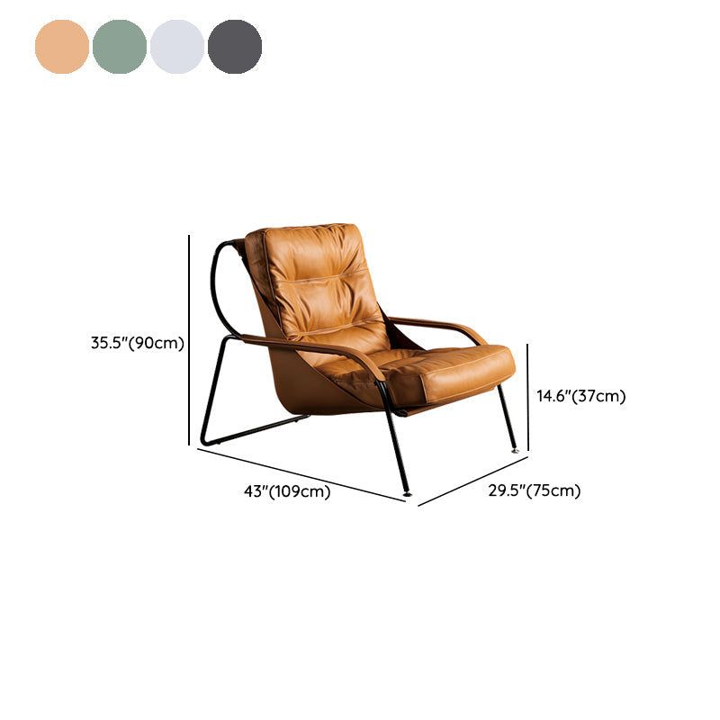 Industrial Genuine Leather Lounge Chair Solid Color Tufted Back Chair Clearhalo 'Accent Chairs' 'accent_chairs' 'Chairs & Seating' 'furn' 'furn_accent_chairs' 'Furniture' 'Living Room Furniture' 6706052