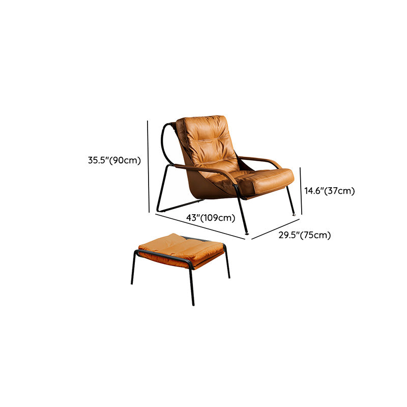 Industrial Genuine Leather Lounge Chair Solid Color Tufted Back Chair Clearhalo 'Accent Chairs' 'accent_chairs' 'Chairs & Seating' 'furn' 'furn_accent_chairs' 'Furniture' 'Living Room Furniture' 6706053