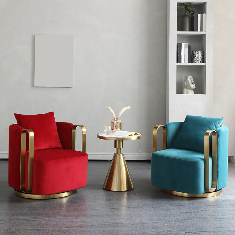Glam Style Velvet ArmChair Solid Color Swivel Pillow Back Chair Clearhalo 'Accent Chairs' 'accent_chairs' 'Chairs & Seating' 'furn' 'furn_accent_chairs' 'Furniture' 'Living Room Furniture' 6706057