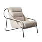 Mid-century Pu Leather Lounge Chair Solid Color Sewn Pillow Back Chair Off-White 1 Piece Clearhalo 'Accent Chairs' 'accent_chairs' 'Chairs & Seating' 'furn' 'furn_accent_chairs' 'Furniture' 'Living Room Furniture' 6706118