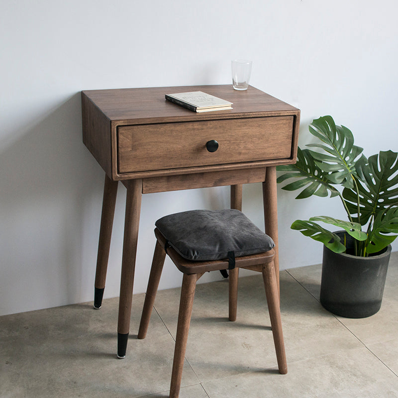 Contemporary Make-up Vanity with Drawers in Brown Solid Wood